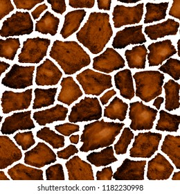 Watercolr seamless pattern with fashion animal print. Giraffe.
