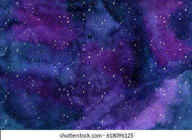 Watercor background Space, nebula, night Star sky For posters, banners, web design