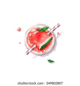 Watermelon Cocktail - Watercolor Food Collection