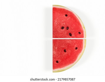 Watermelon Quarters On A White Background 3d-rendering.