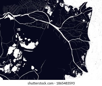 The Waters Of The Danube Delta Map Art Illustration Aerial View Drawing