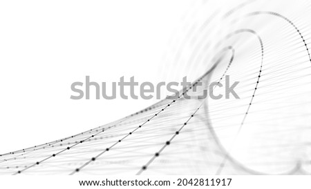 Wave conection dots and lines. Abstract technology background. Science background. Big data. 3d rendering. Network connection. 