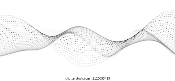 Wave Of Dots And Lines. Network Of Dots. Smooth Wave. Abstract Gradient Background. 3d Rendering Illustration