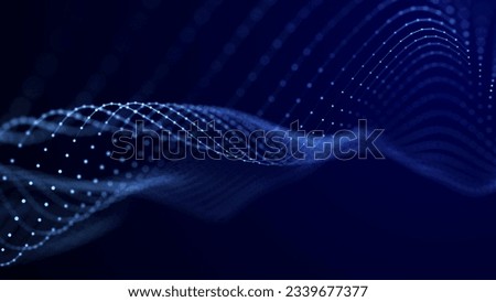 Wave of dots and weave lines. Abstract background. Network connection structure. 3D
