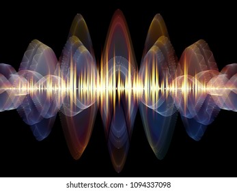 Wave Function series. Abstract arrangement of colored sine vibrations, light and fractal elements as backdrop for projects on sound equalizer, music spectrum and  quantum probability