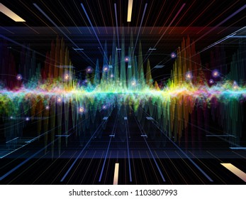 Wave Function series. Abstract design made of colored sine vibrations, light and fractal elements on the subject of sound equalizer, music spectrum and  quantum probability