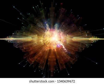 Wave Function series. Background composition of  colored sine vibrations, light and fractal elements on the subject of sound equalizer, music spectrum and  quantum probability