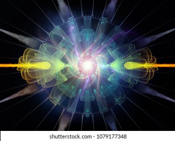 Wave Function Series. Background Design Of Colored Sine Vibrations, Light And Fractal Elements On The Subject Of Sound Equalizer, Music Spectrum, Quantum Probability And Science Education