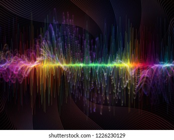 Wave Function series. Composition of colored sine vibrations, light and fractal elements suitable as a backdrop for the projects on sound equalizer, music spectrum and  quantum probability