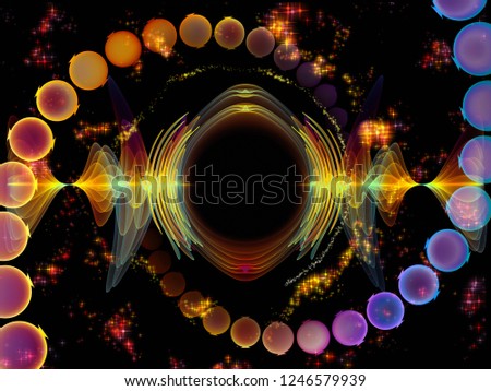 Wave Function series. Composition of colored sine vibrations, light and fractal elements on the subject of sound equalizer, music spectrum and  quantum probability