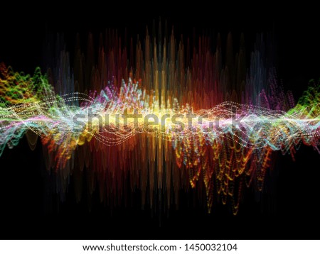 Wave Function series. Design made of colored sine vibrations, light and fractal elements to serve as backdrop for projects related to sound equalizer, music spectrum and  quantum probability