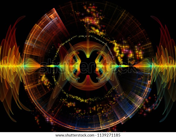 Wave関数シリーズ 音響等化器 音楽スペクトル 量子確率に関する作品のための 色と正弦振動 光 フラクタルエレメントの組成を視覚的に楽しめます のイラスト素材