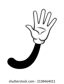 Wave Hand Cartoon, Black White Clip Art.  Sketching Greeting Gesture, Gesturing Gloved Hello, Cartoon Clipart Wave Hand Illustration