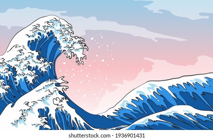 Wave Hokusai Beach Japan Sea Tsunami