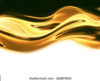 wave of liquid gold on white background