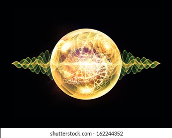Wave Particle series. Backdrop composed of fractal spherical patterns and conceptual elements and suitable for use in the projects on science, technology, spirituality and design