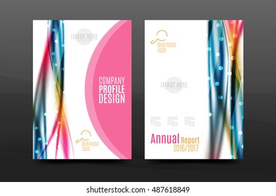 Wave pattern a4 annual report template, business corporate correspondence letter abstract background
