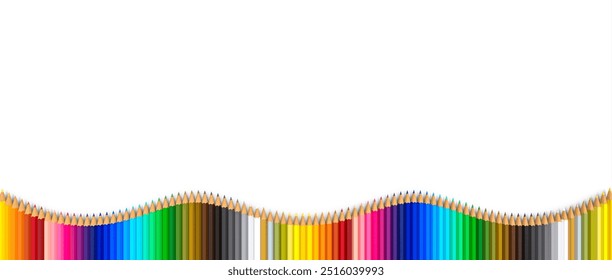 Wave pattern of colorful pencils  transparent background, 3d render - Powered by Shutterstock