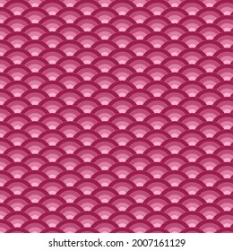 Wave Pattern Style Japan. Red Fish Scales Background. Illustration Art Design.