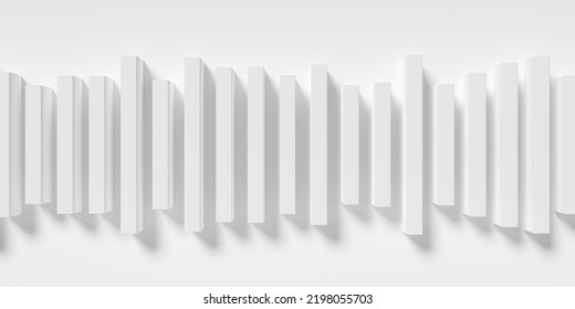 Wave Shaped Group Of White Cubes Or Boxes Array On White Background, Abstract Modern Minimal Data Visualisation, Science, Research Or Business Datum Concept, 3D Illustration