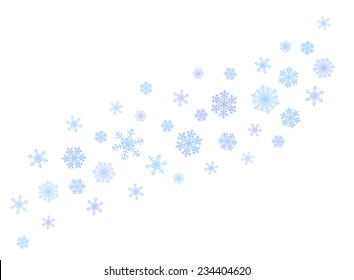 Wave Of Snowflakes Isolated On White Background