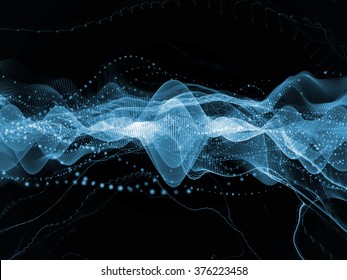 Wave Visualization Series. Graphic Composition Of Sine Waves And Lights  For Subject Of Signal And Sound Processing, Modern Technology, Education And Science