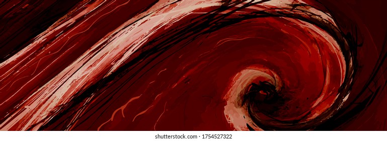 Wave, Whirlpool, Whirlwind. Beautiful Red Abstract Background. 3D Illustration, 3D Rendering.