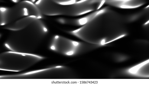 Waved Black Latex Background With Intense Sparkle On Texture