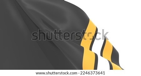 Waved flag textured by Boston Bruins ice hockey team uniform colors. 3D render. 3D Illustration [[stock_photo]] © 