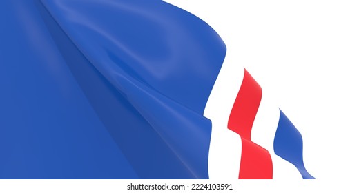 Waved Flag Textured By New York Rangers Ice Hockey Team Uniform Colors. 3D Render. 3D Illustration