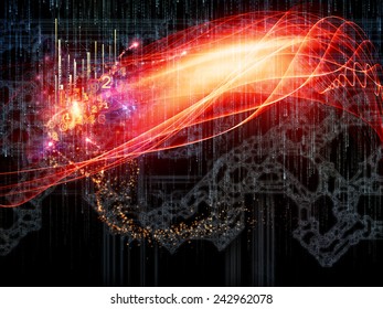 Waves of Technology series. Visually pleasing composition of lights, fractal and technological elements to act as background in topics on science, philosophy, metaphysics and modern technology