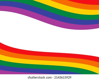 Waving Abstract LGBT Pride Flag Frame Illustration. LGBT Flag Design Element Isolated On A White Background. LGBT Rainbow Pride Flag Shape Icon. LGBTQIA Symbol Border