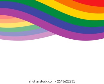 Waving Abstract LGBT Pride Flag Frame Illustration. LGBT Flag Design Element Isolated On A White Background. LGBT Rainbow Pride Flag Shape Icon. LGBTQIA Symbol Border