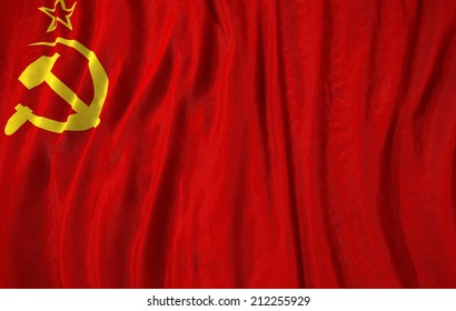 Waving Close Up Cccp Flag 