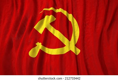 Waving Close Up Communist Flag 