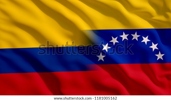 Waving Colombia Venezuela Flag Stock Illustration 1181005162