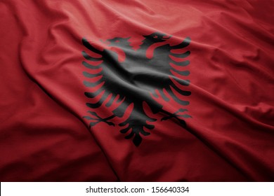 Waving Colorful Albanian Flag