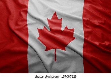 Waving Colorful Canadian Flag