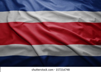 Waving Colorful Costa Rican Flag