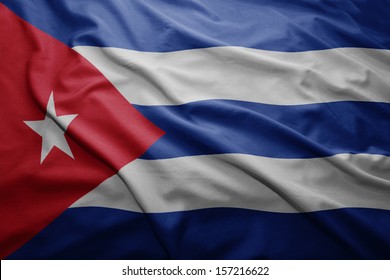 Waving Colorful Cuban Flag