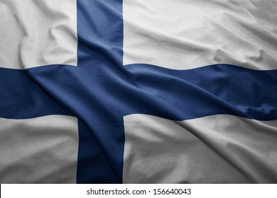 Waving Colorful Finnish Flag