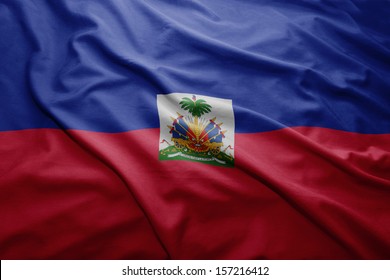 Waving Colorful Haitian Flag