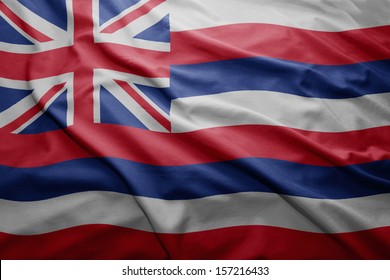 Waving colorful Hawaii flag