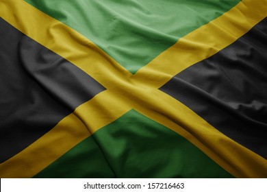 Waving Colorful Jamaican Flag