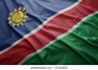 Waving Colorful Namibian Flag