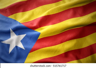 waving colorful national flag of catalonia.