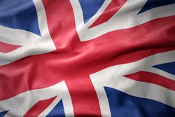 Waving Colorful National Flag Of Great Britain.