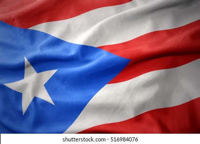 waving colorful national flag of puerto rico.