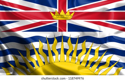Waving Fabric Flag of British Columbia, BC, Canada