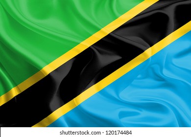 Waving Fabric Flag of Tanzania